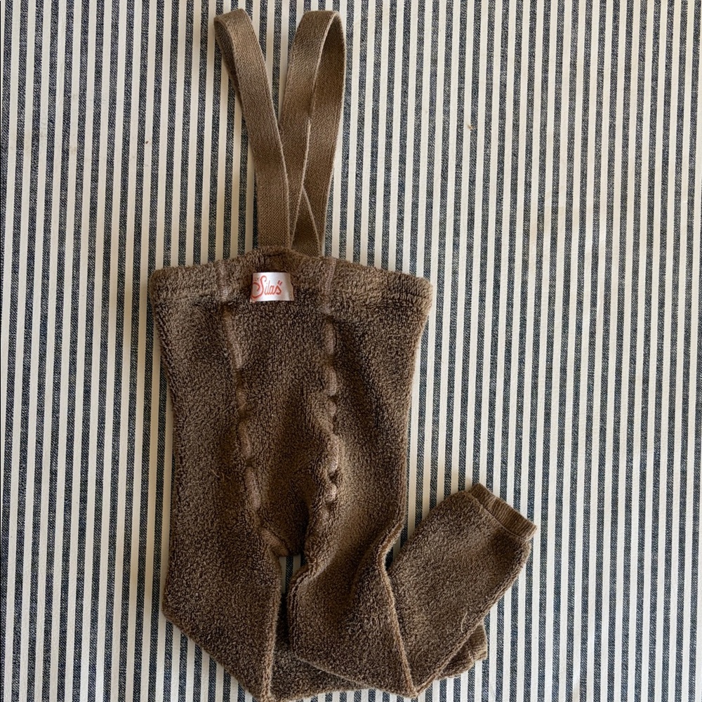 Silly Silas acorn color teddy tights Brown Sherpa Suspender Baby Pants